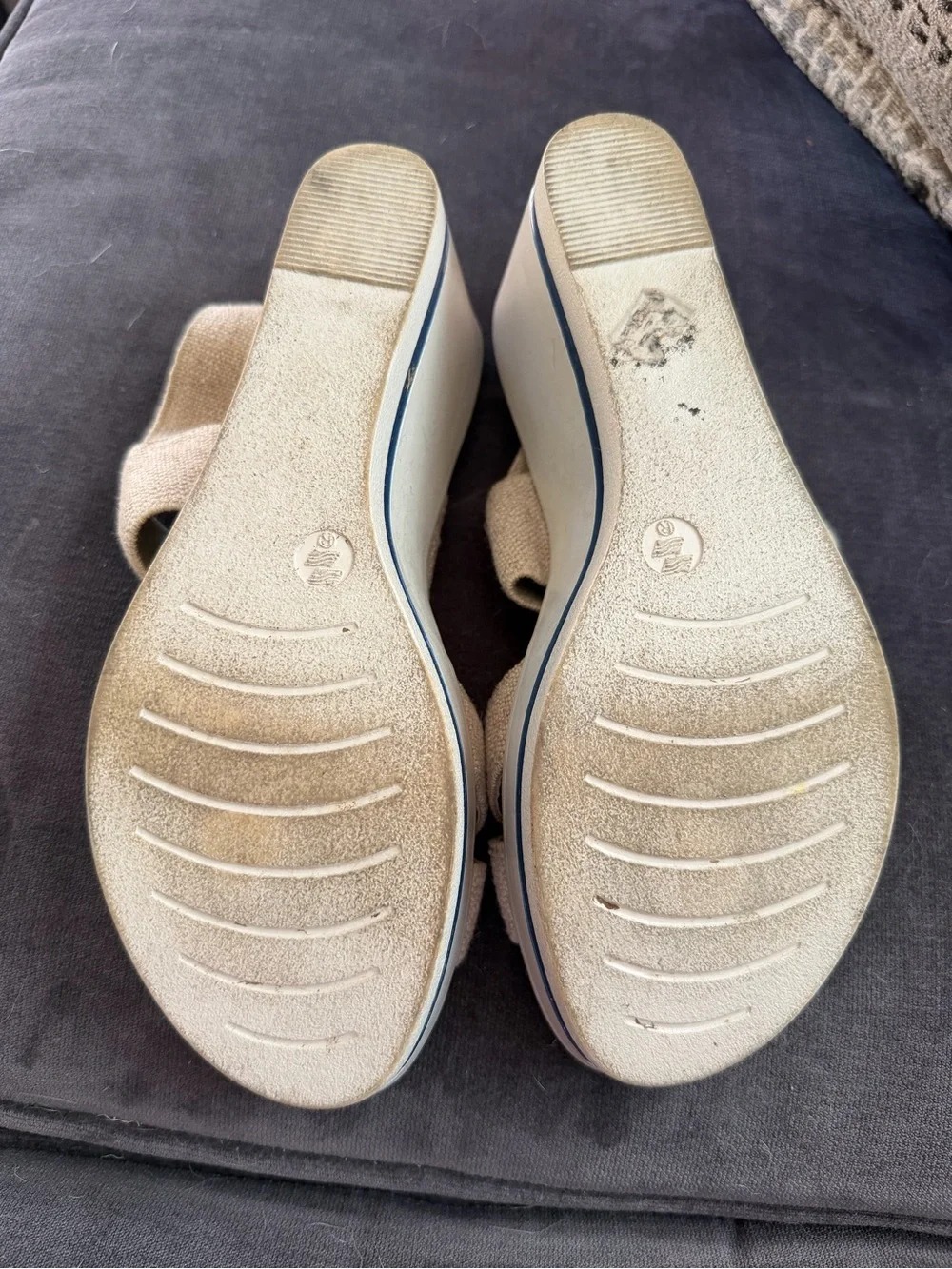 CHARLESTON SHOE CO. Neutral Tan Elastic Cross-Strap Wedge Sandals